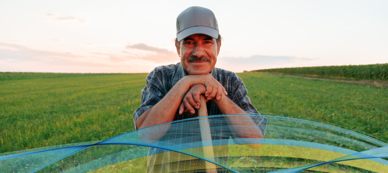 Farmers Counselling Program Stock image of distressed looking farmer ar the camera